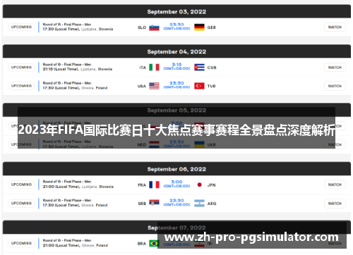 2023年FIFA国际比赛日十大焦点赛事赛程全景盘点深度解析